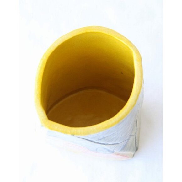 Handmade Ceramic Multicolor Pencil Holder Organic Shape leaf texture Vase unique - Picture 4 of 10